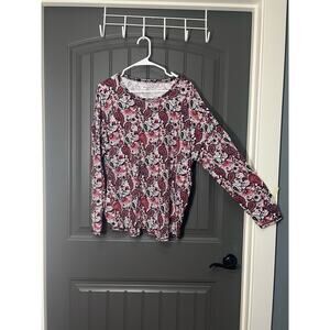 Westbound Woman Red Paisley Scoop Next Long Sleeve Size 2x